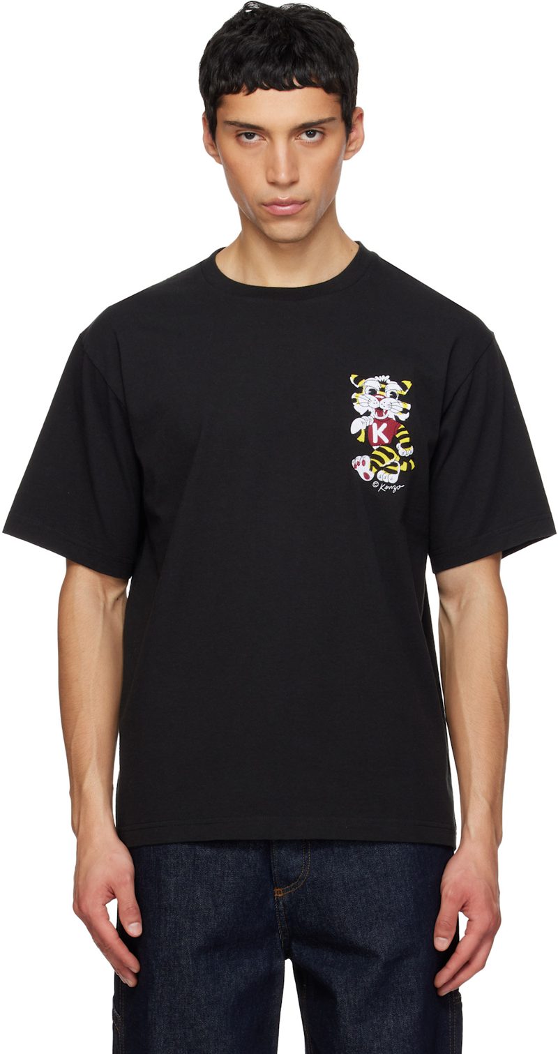 Black [겐조] Paris Wild Tiger Embroidered Oversized T-shirt 261387M213016