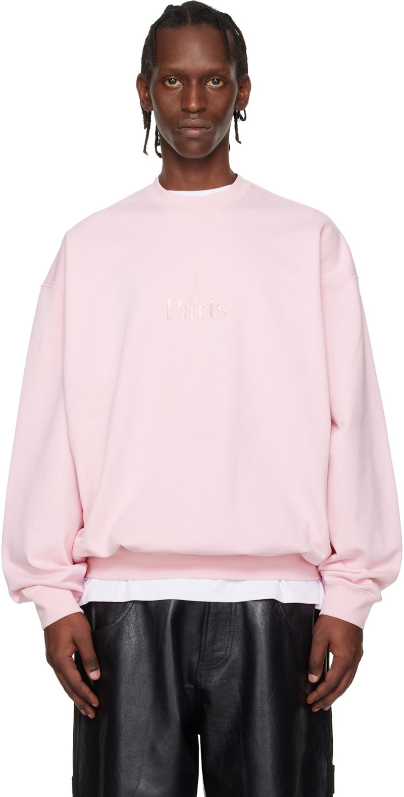 Pink Paris Embroidered Sweatshirt 261669M204002