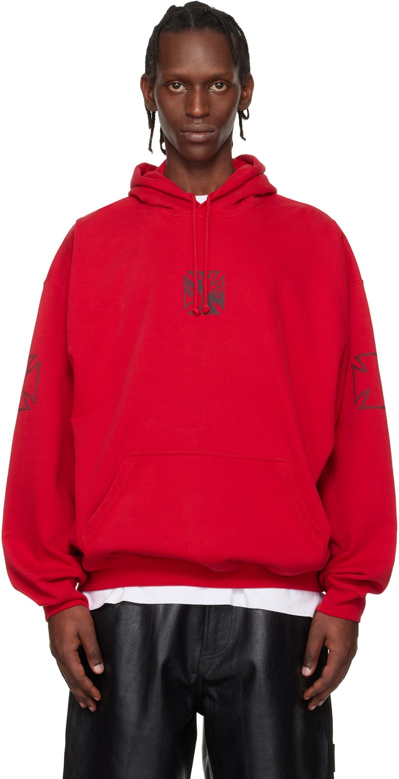 Red Tripple Biker Cross Logo Hoodie 261669M202018