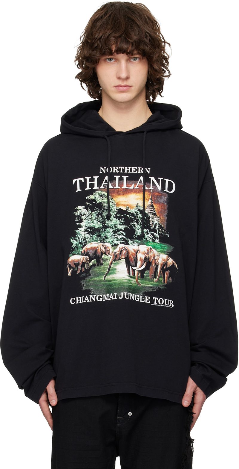 Black Thailand Tourist Light Hoodie 261669M202006