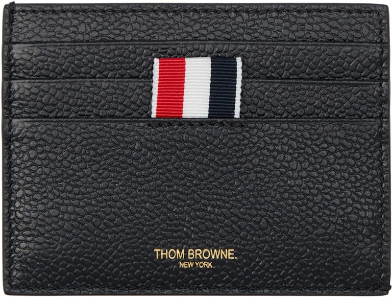 Black Pebble Grain Note Compartment Card Holder 261381M163006