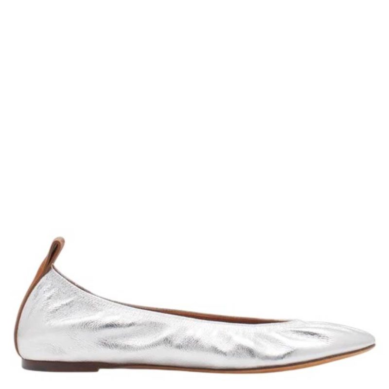 Metallic Leather Ballerina Flats