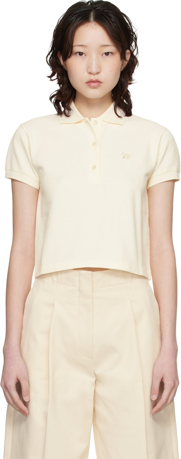Maison Kitsune [오프화이트] Baby Fox Cropped Polo 261389F108005