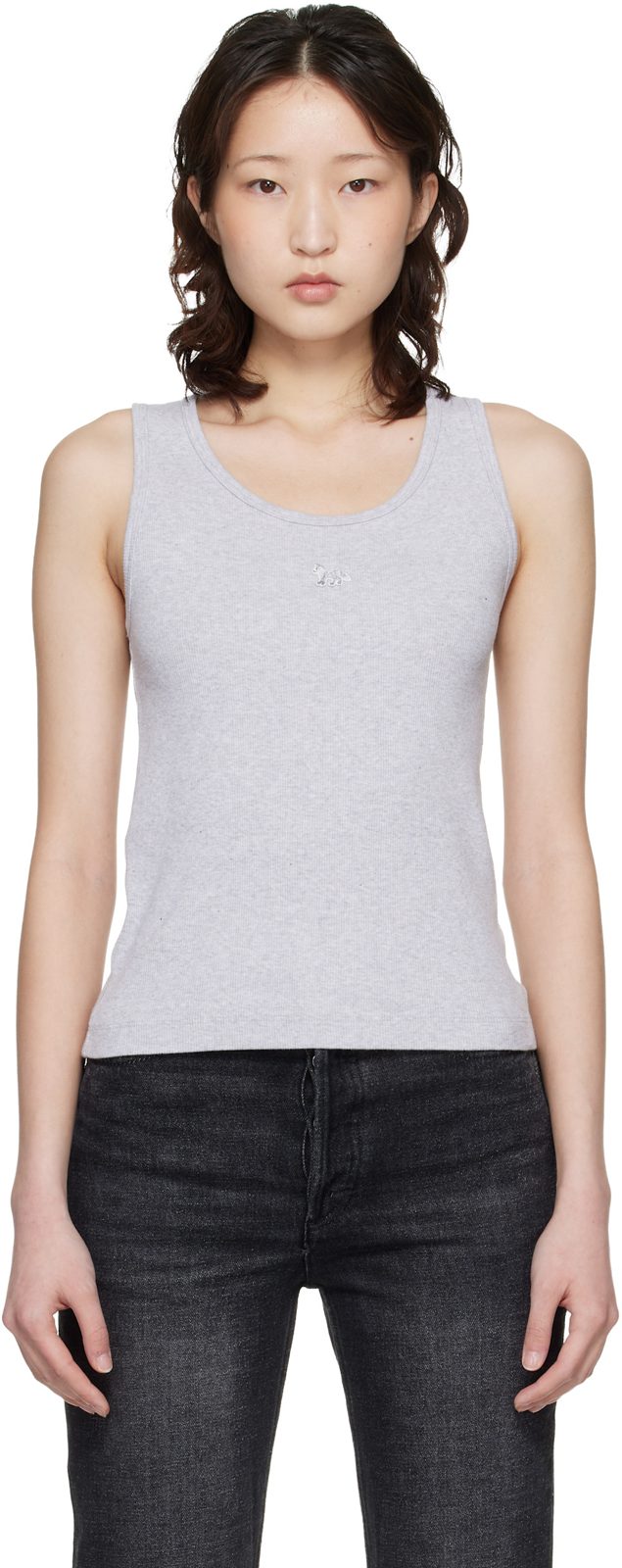 Maison Kitsune Gray Baby Fox Ribbed Tank Top 261389F111010