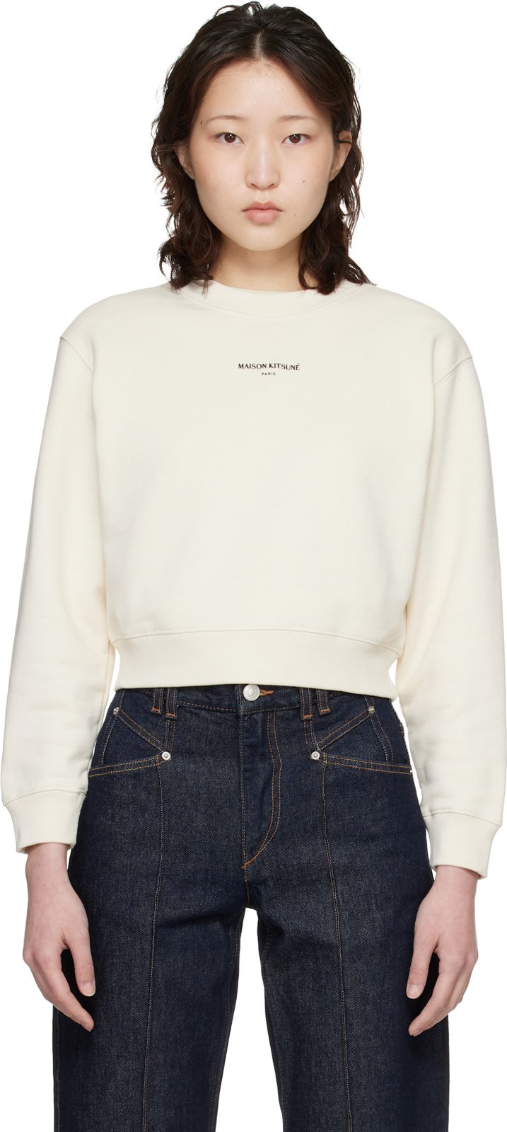 Maison Kitsune Paris Cropped Sweatshirt 261389F098009