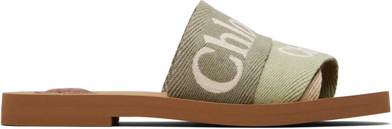 Chloe Green Woody Mule Sandals 261338F124004