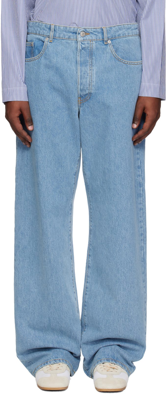 Blue Straight Leg Jeans 261358M186002