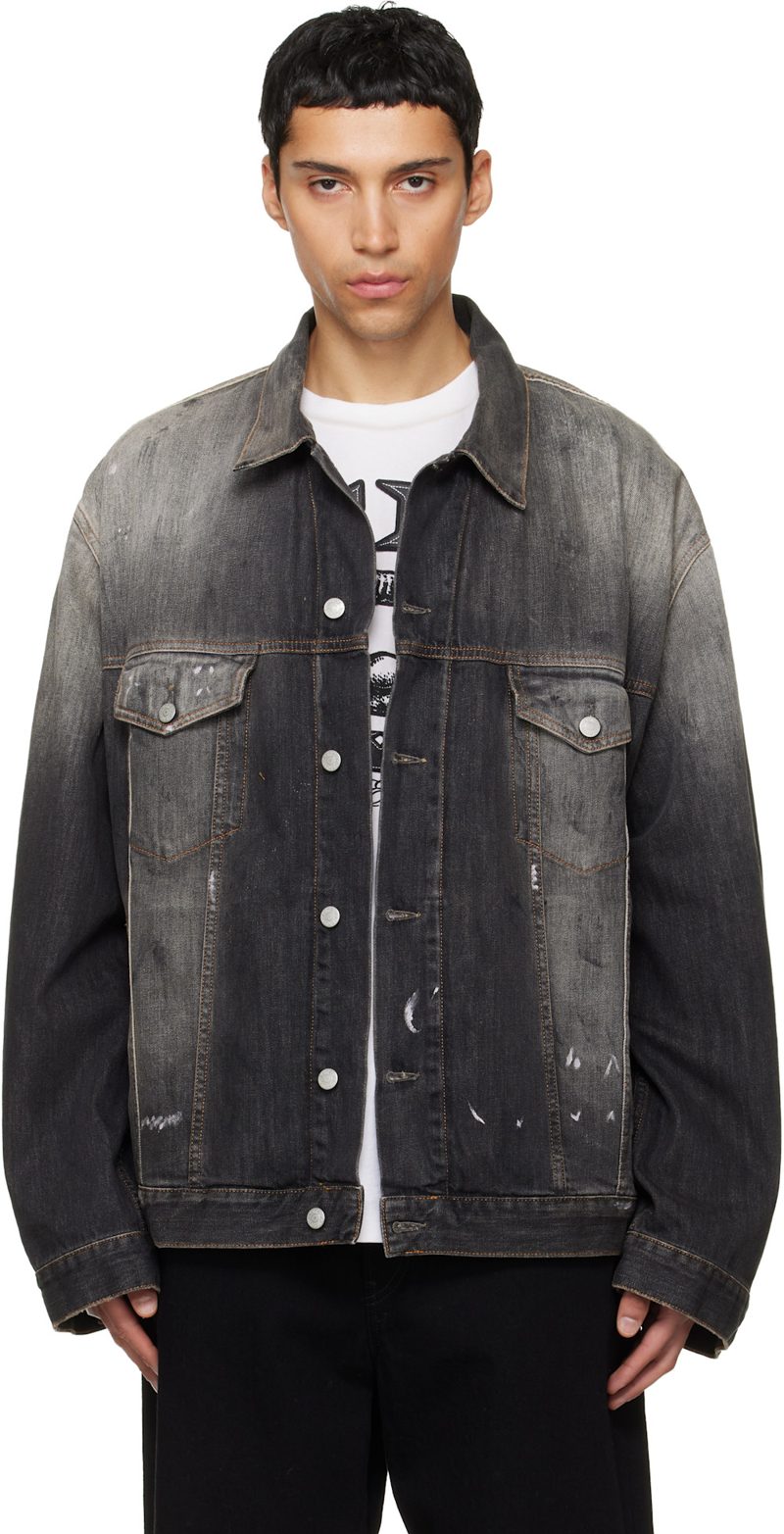 Black Oversized Denim Jacket 252129M177009