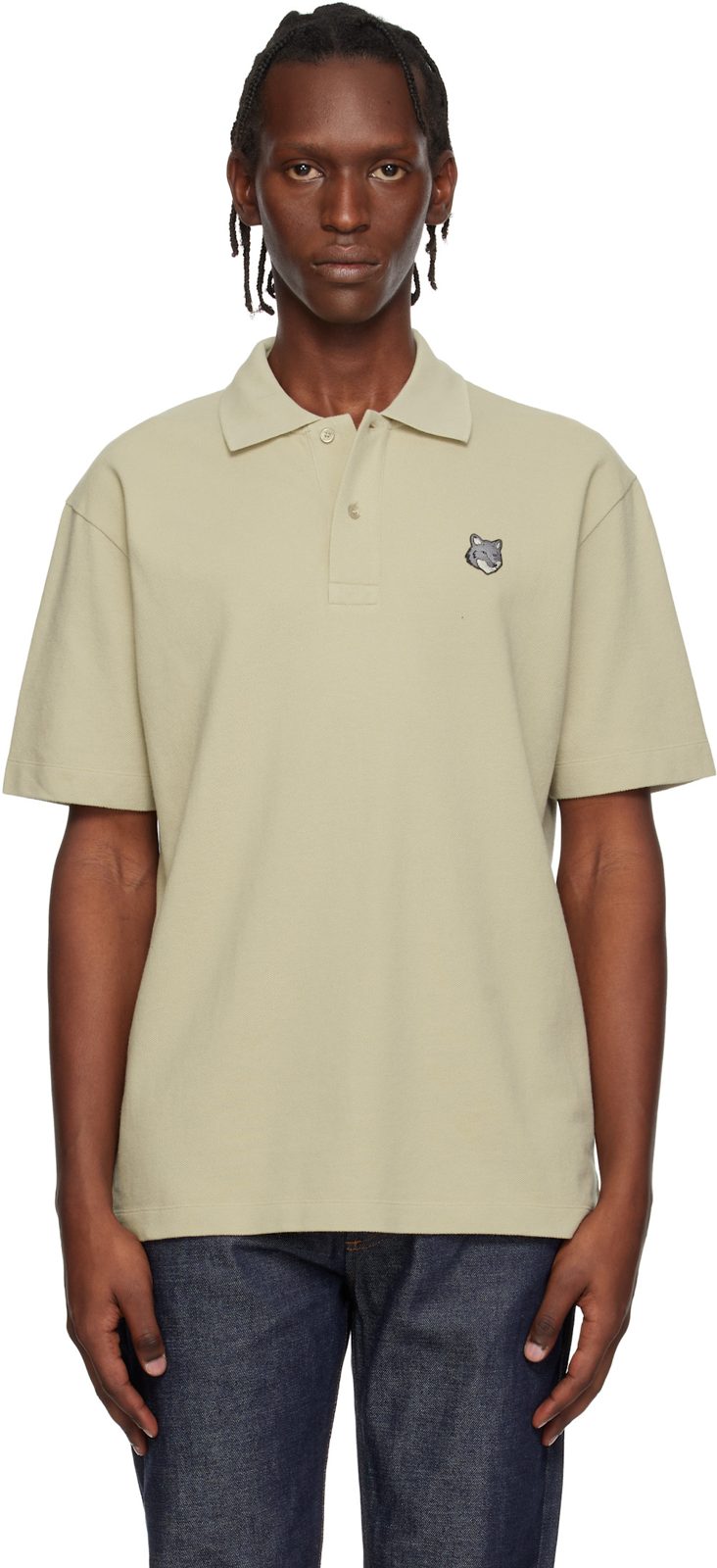 Maison Kitsune Beige Fox Head Comfort Polo 261389M212023