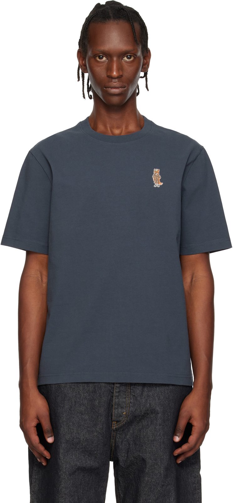 Maison Kitsune Navy Dressed Fox Comfort T-shirt 261389M213039