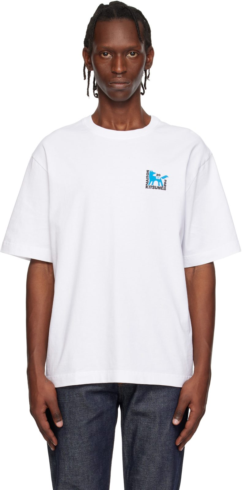 Maison Kitsune White Gallery Fox Oversize T-shirt 261389M213026