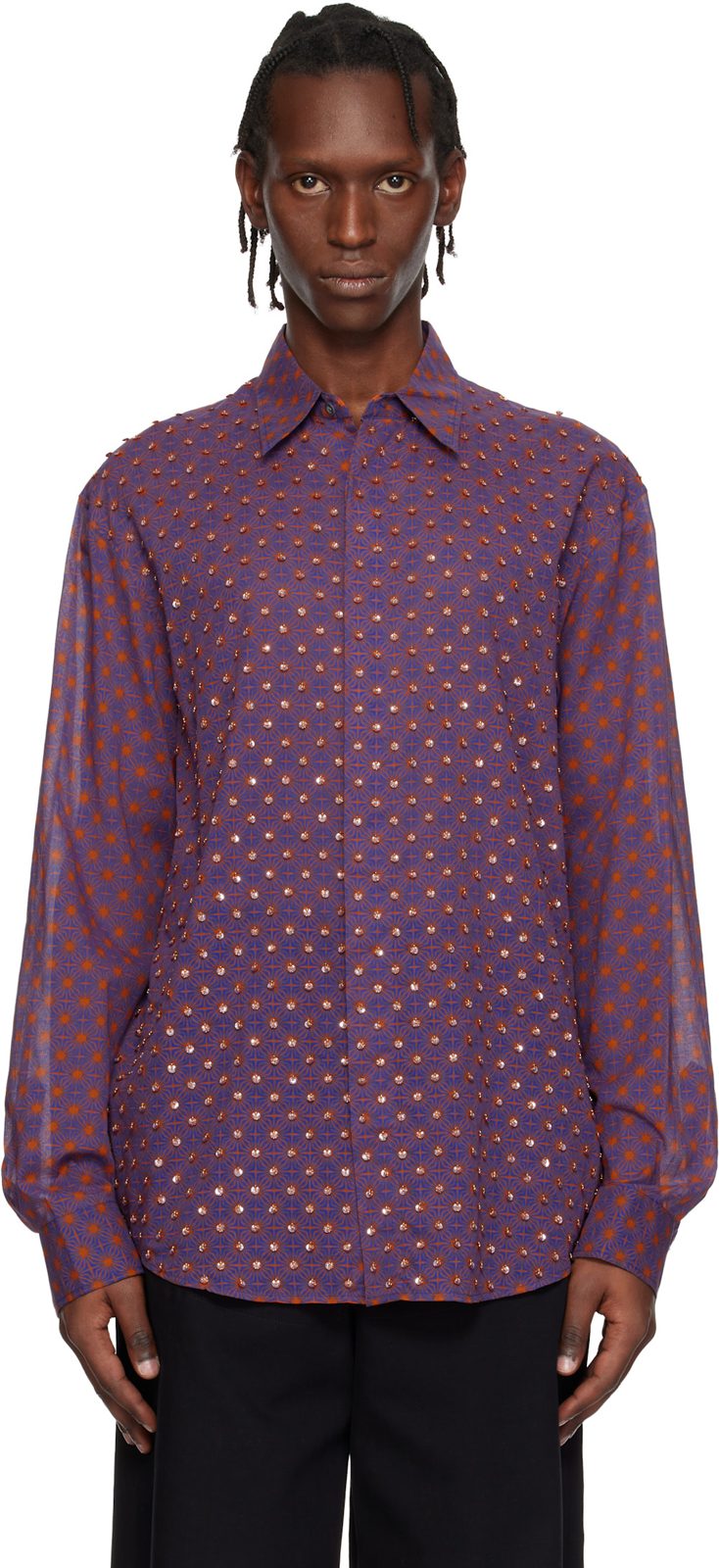 Purple Sequinned Shirt 261358M192076