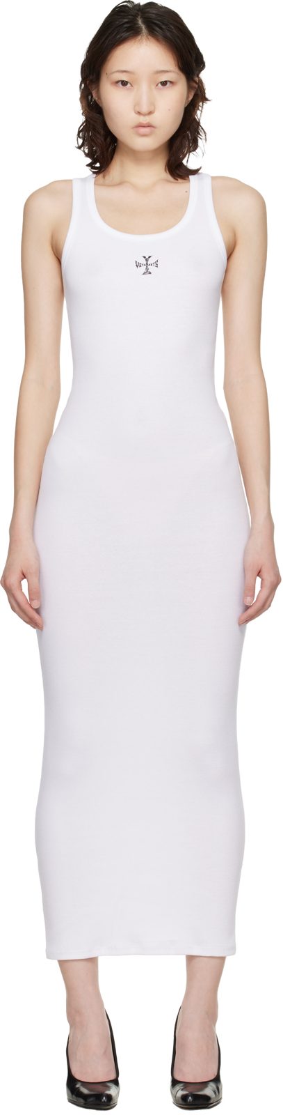White Cross Logo Tank Top Midi Dress 261669F054000