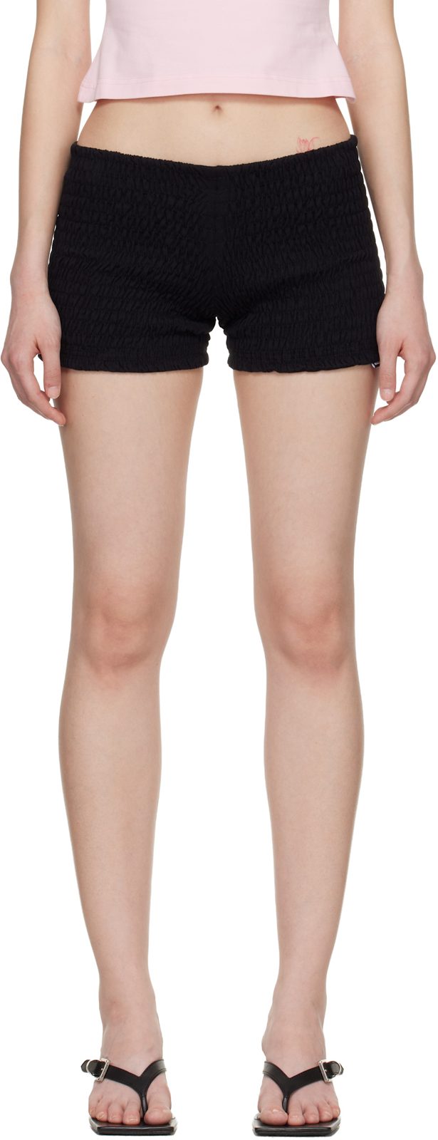 Black Gathered Baby Shorts 261669F088003