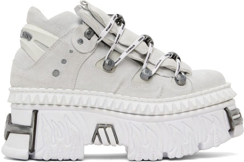 White New Rock Edition Fire Platform Sneakers 261669M237002