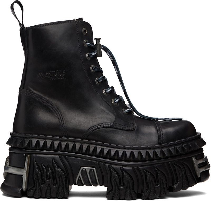 Black New Rock Edition Combat Boots 261669M255002