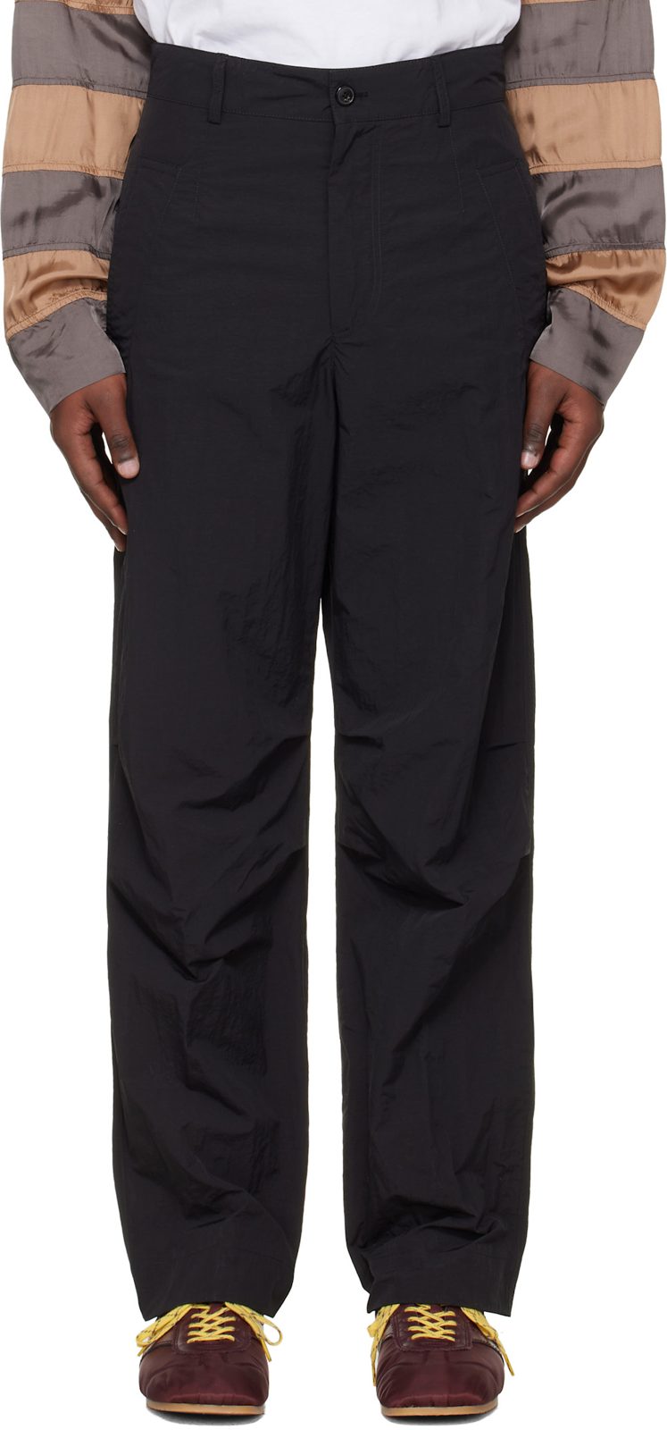 Black Taffeta Trousers 261358M191057