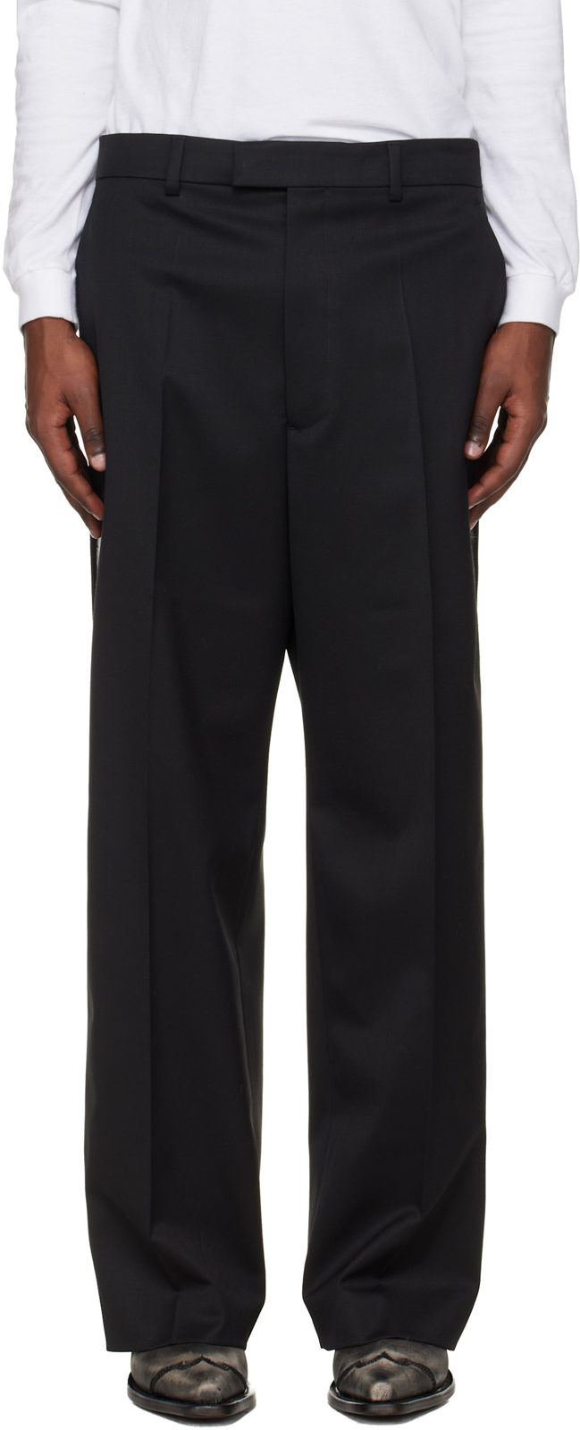 Black Taped Tailored Trousers 261669M191007