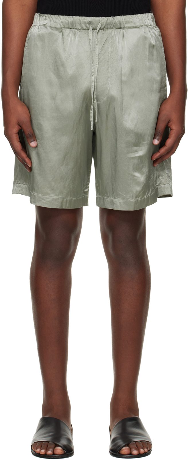 Green Viscose Cotton Shorts 261358M193030