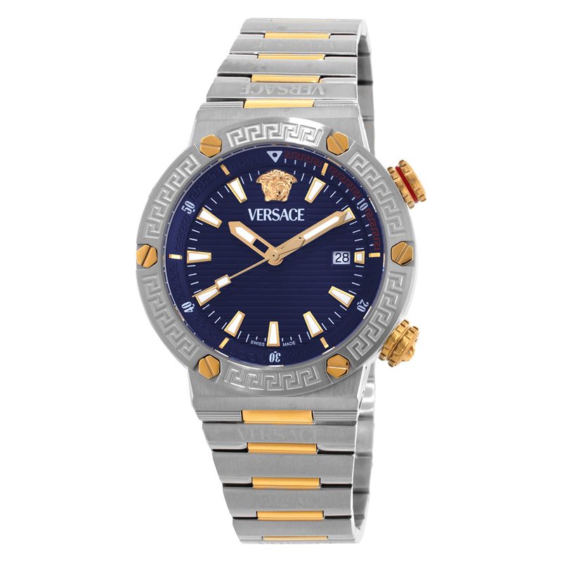Greca Logo Quartz Blue Dial Mens Watch VE8G00424
