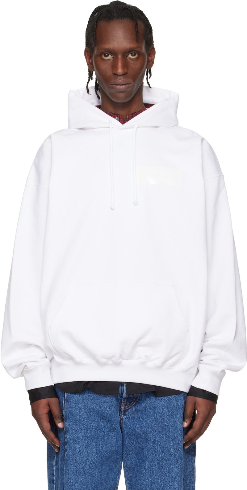 White Taped Logo Hoodie 261669M202033