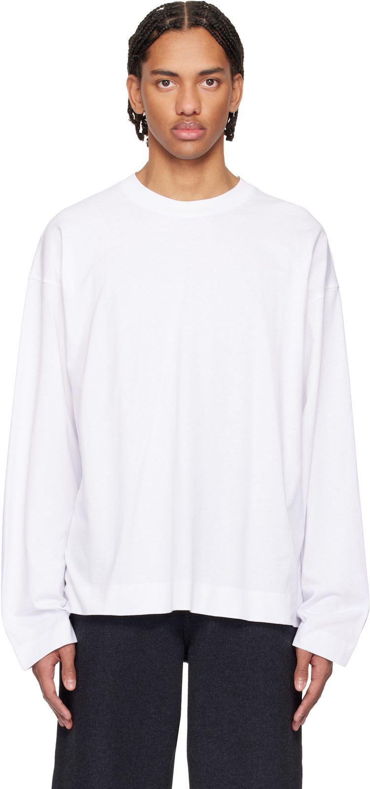 White Dropped Shoulder T-shirt 261358M213023