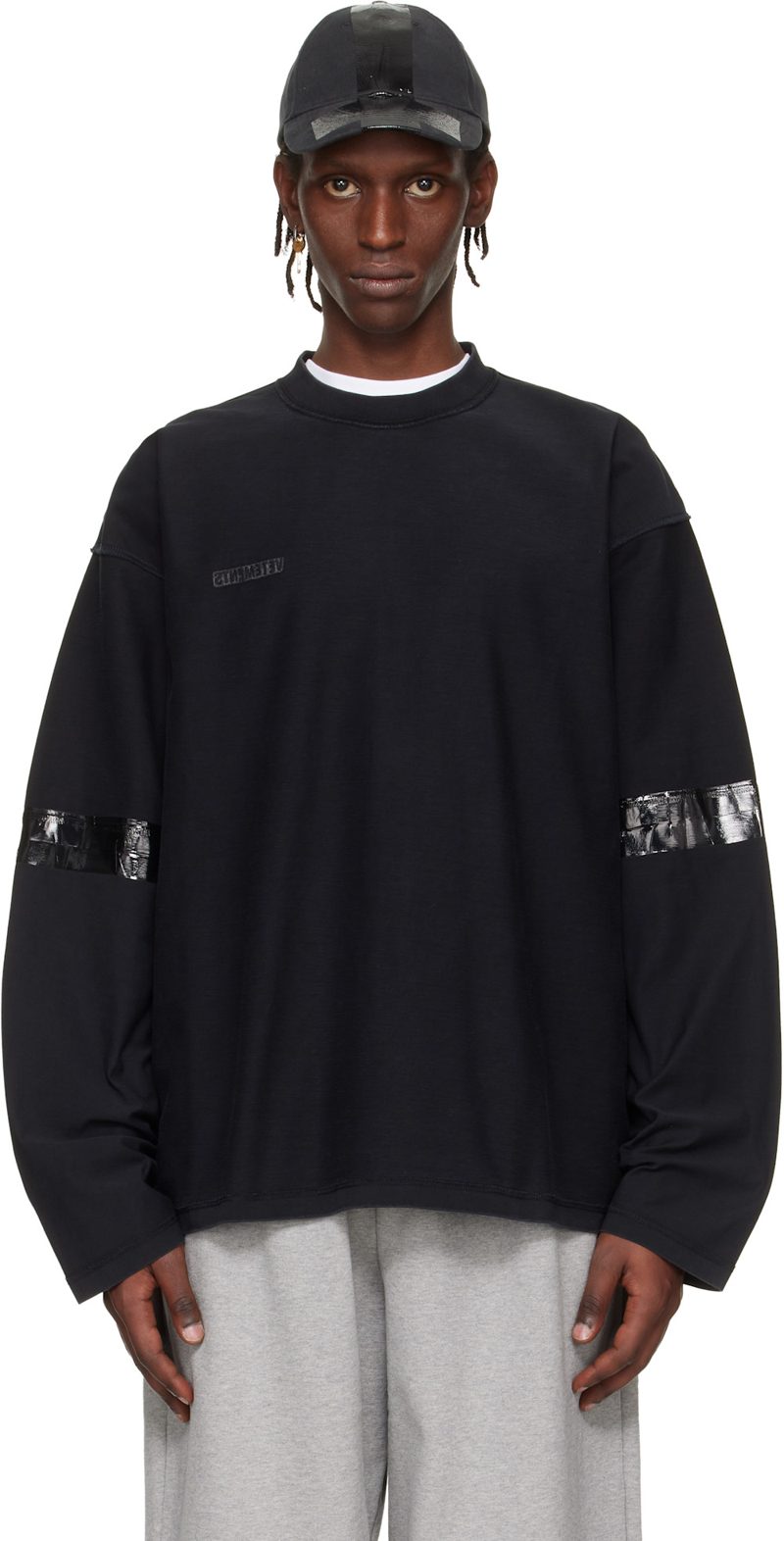 Black Taped Reconstructed Longsleeve T-shirt 261669M213042