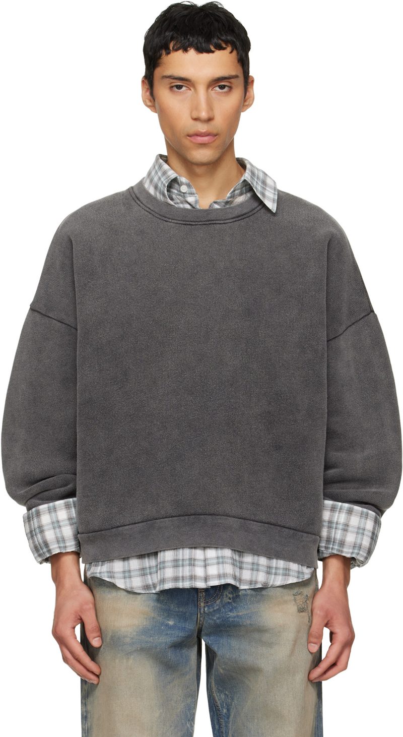 Gray Sweater Logo Patch Sweatshirt 261129M204003