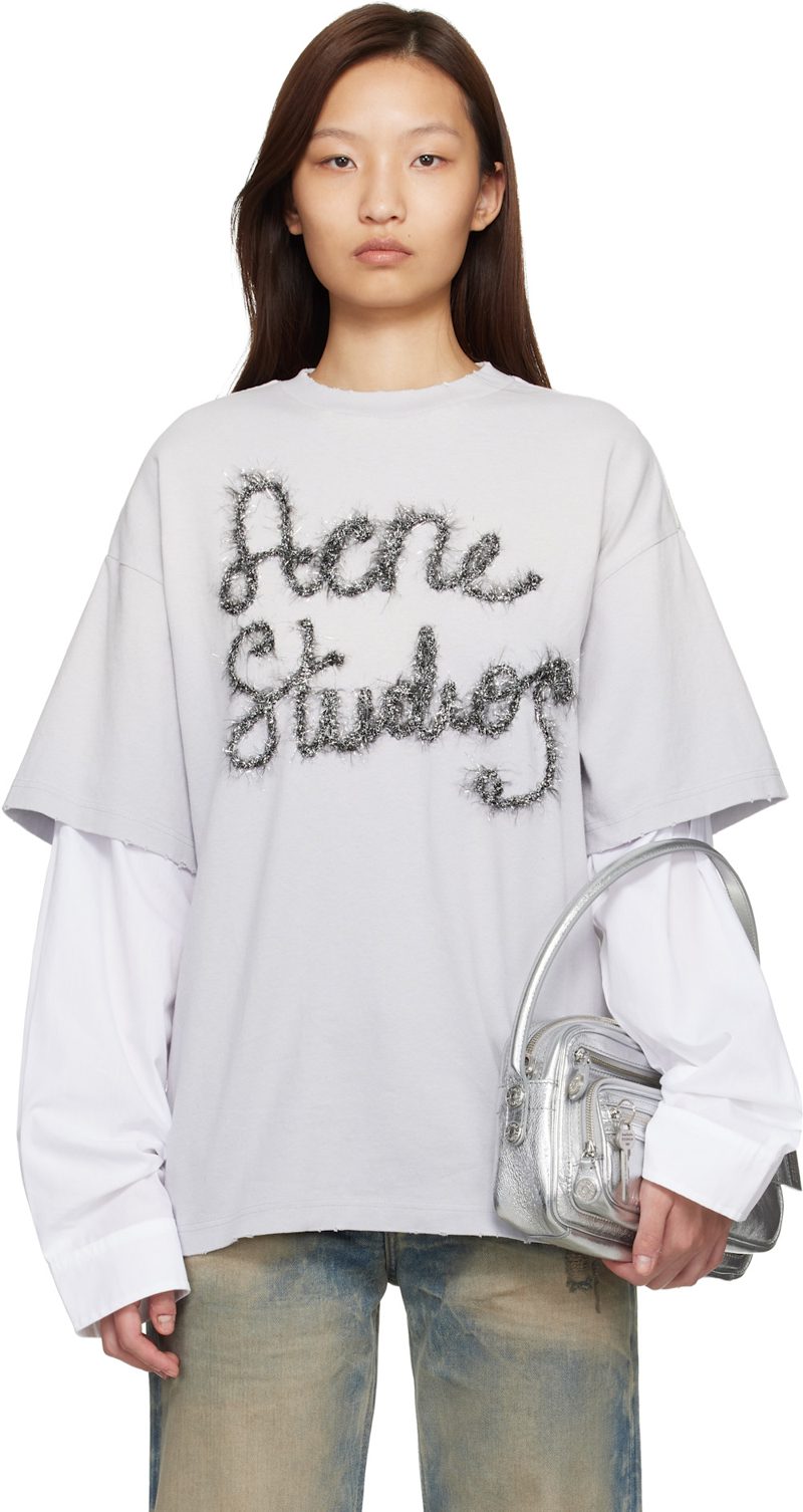 Gray Layered Logo T-shirt 261129F110008