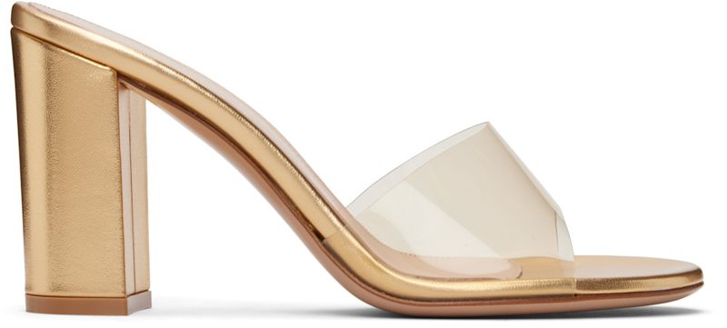 Gold Glass Block Heel Heeled Sandals 261090F125007
