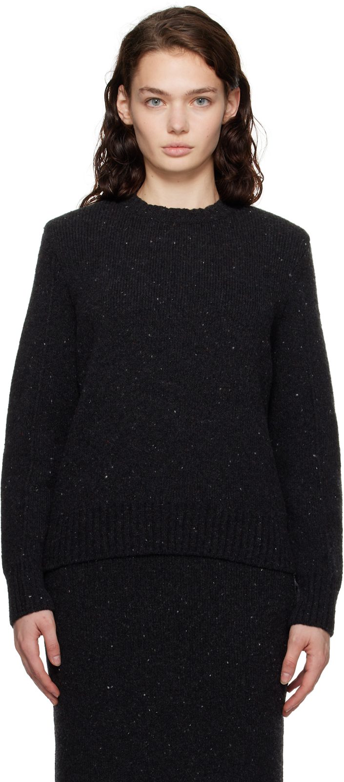Gray Wool Tailored Sweater 242798F096000