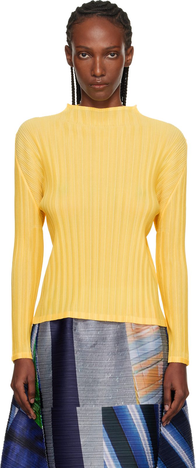 Pleats PLEASE [이세이 미야케] Yellow Rib January Top 261941F110014
