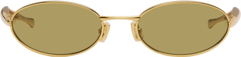 Gold Sardine Oval Sunglasses 261798M134009