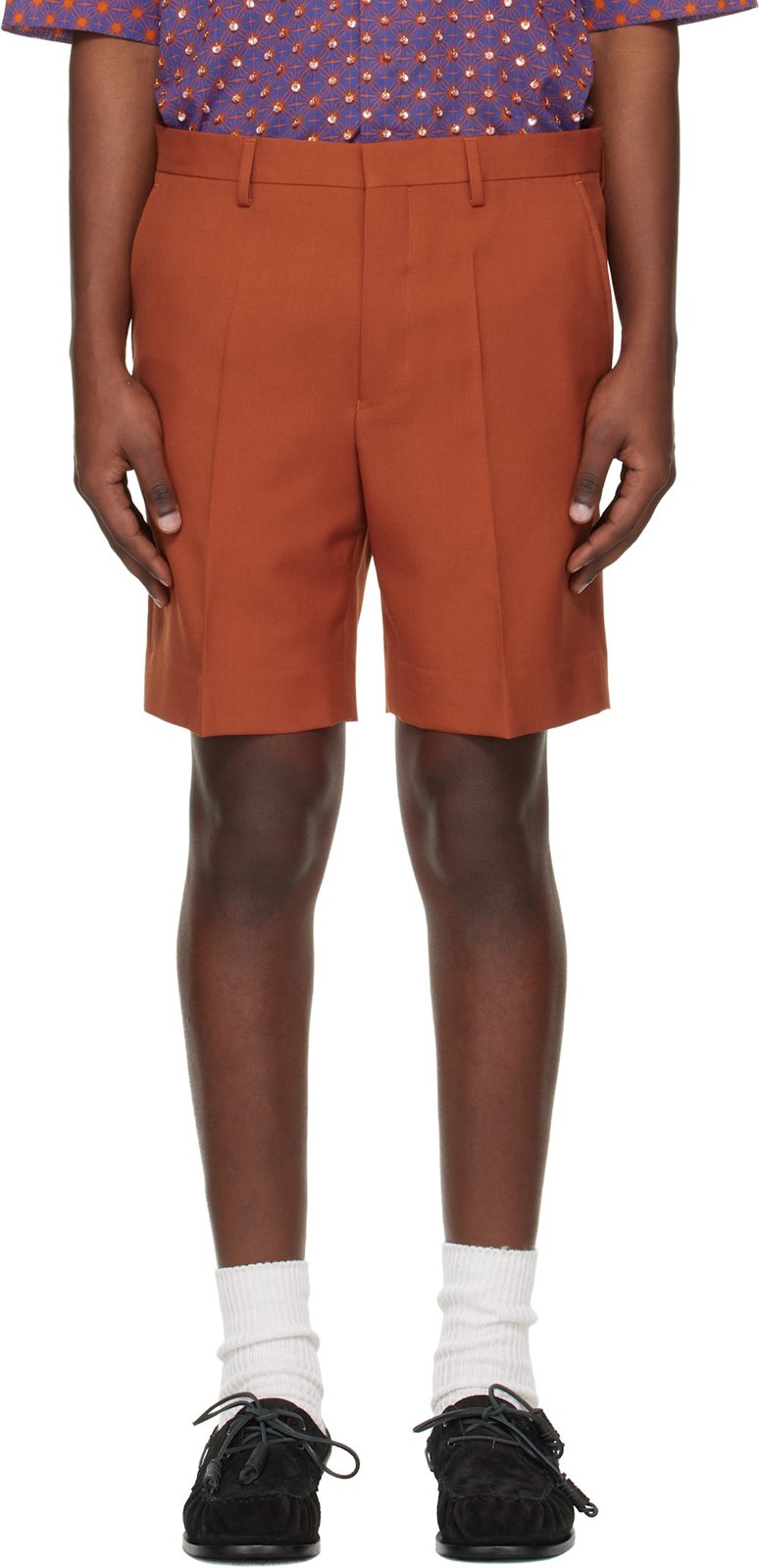 Orange Wool Shorts 261358M193064