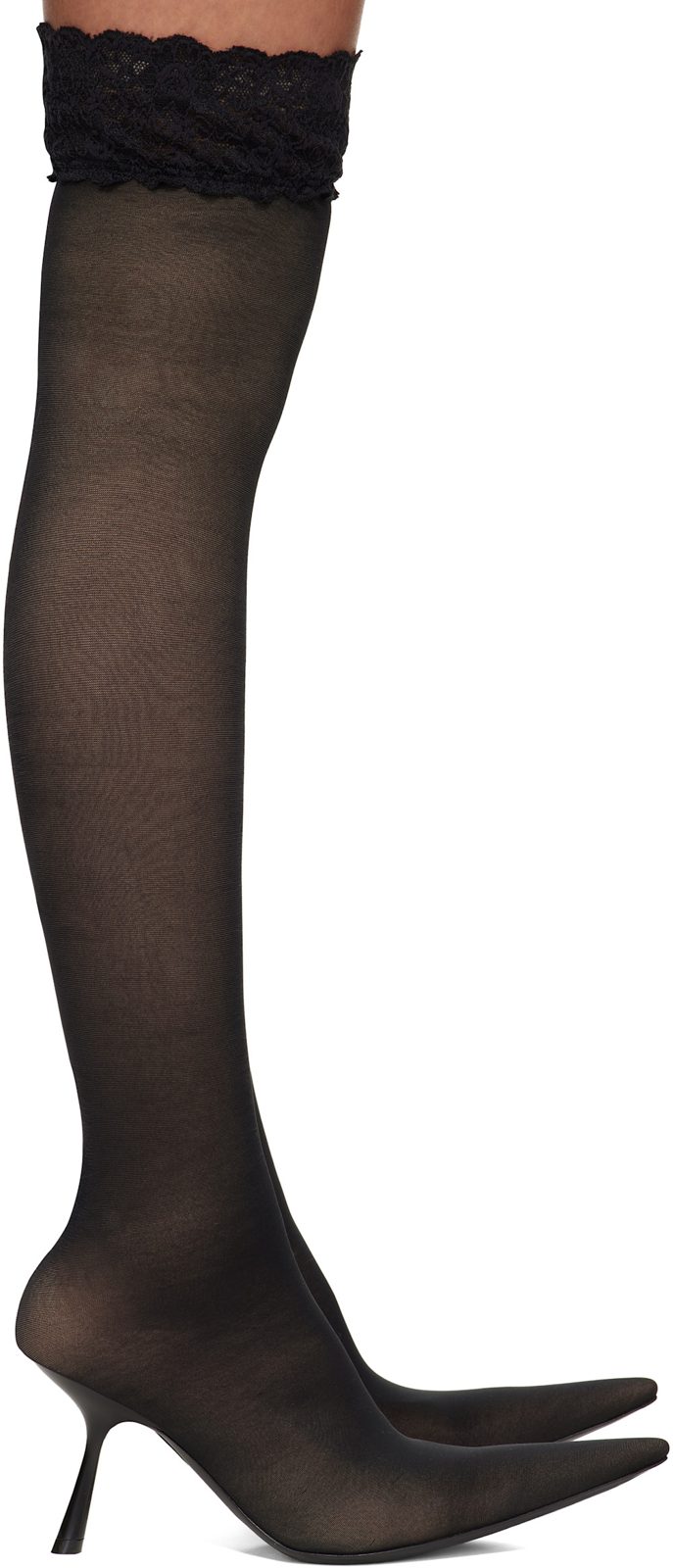 Black Stocking Heeled Tall Boot 251342F115001