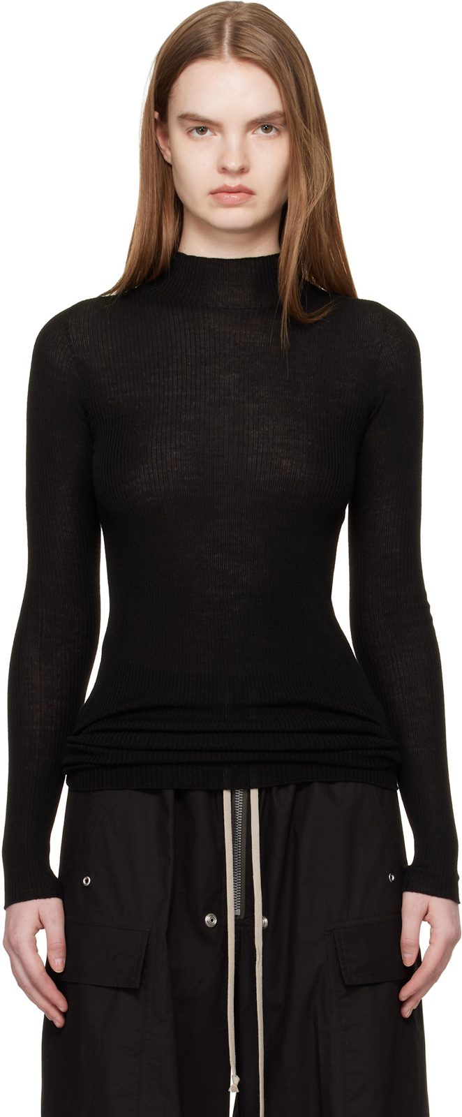 Black Temple LS Turtle Sweater 261232F099006