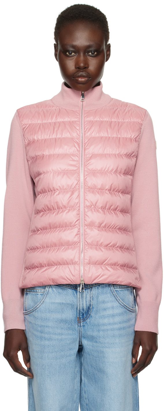 Pink Padded Wool Down Jacket 242111F061025