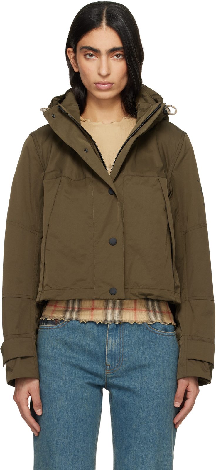 Khaki Nylon Jacket 261376F063002