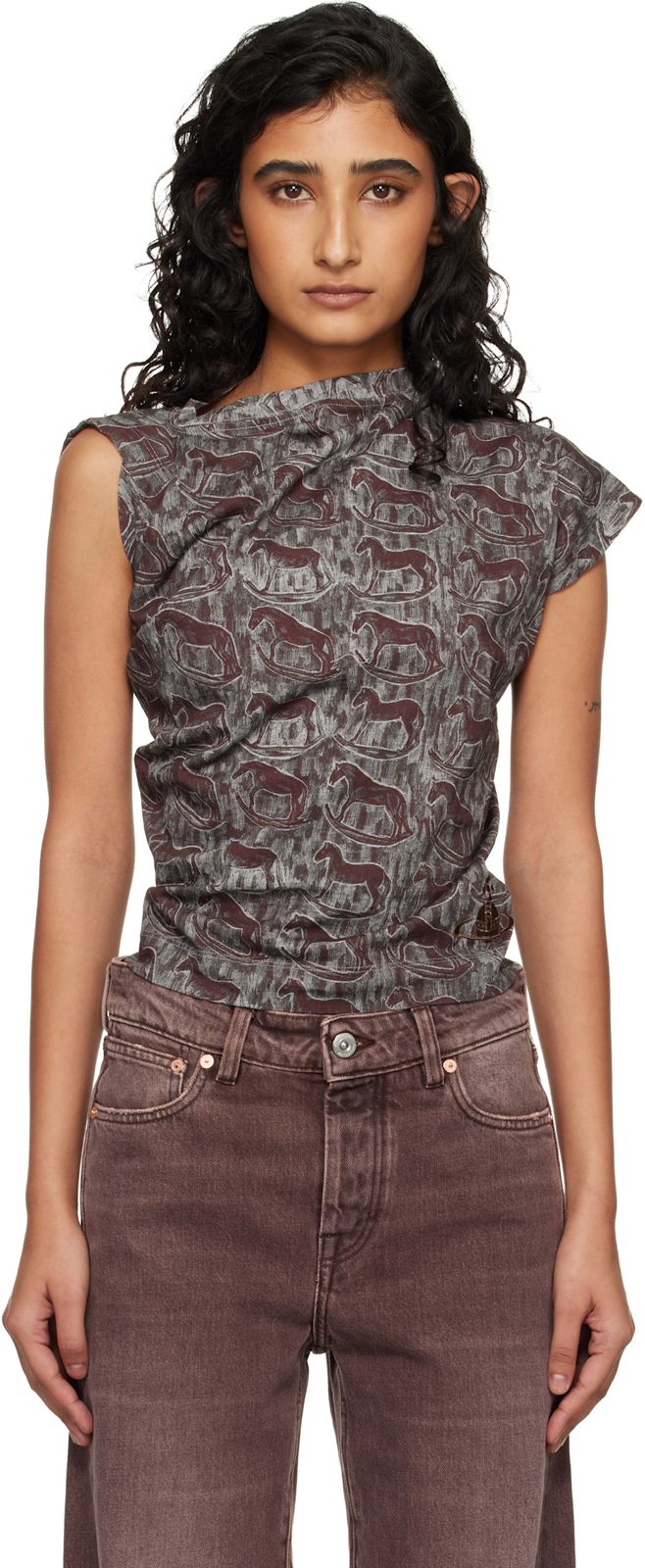 Burgundy & Gray Hebo T-shirt 261314F110041
