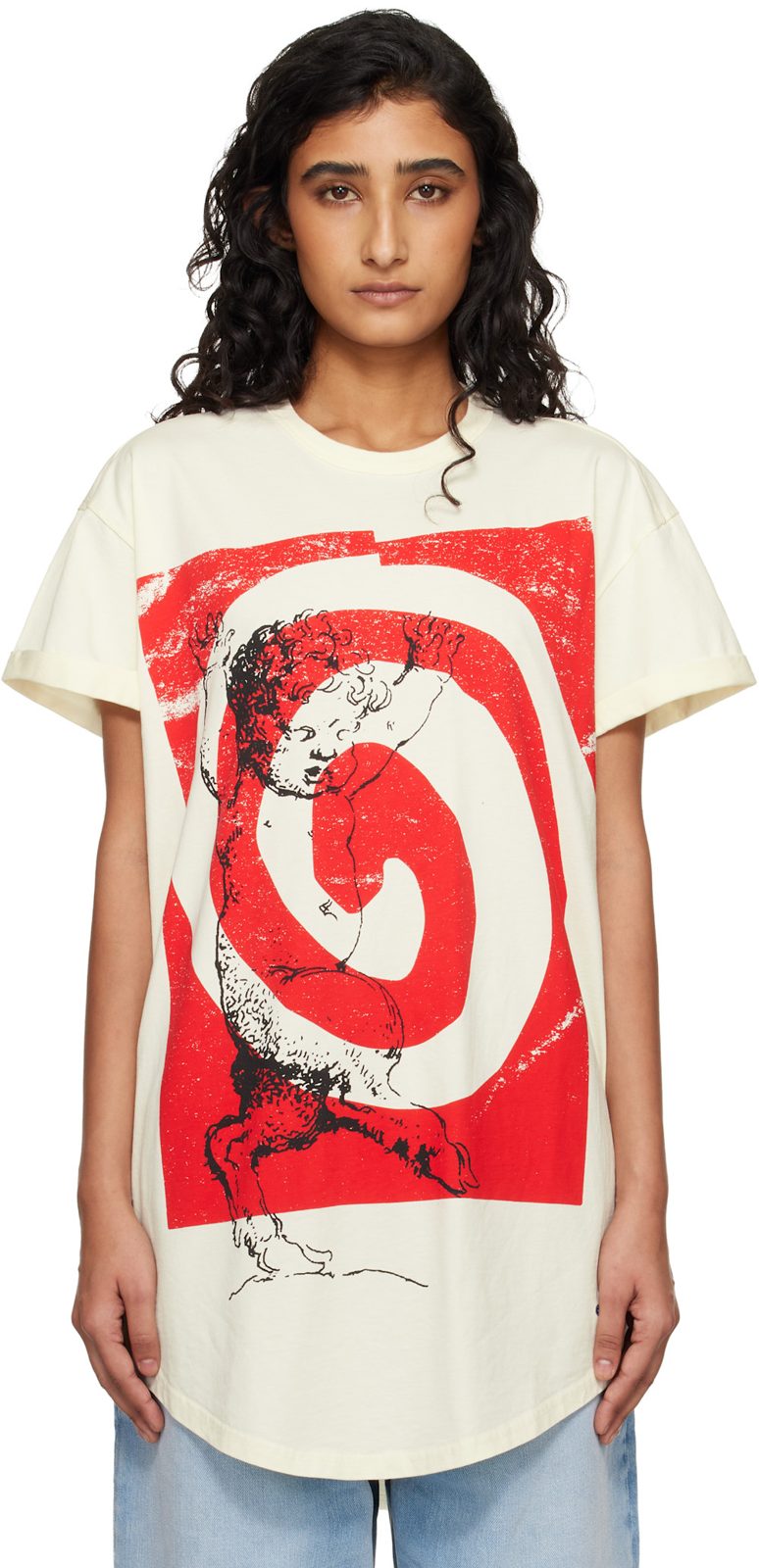 오프화이트 Swirl Longline T-shirt 261314F110031