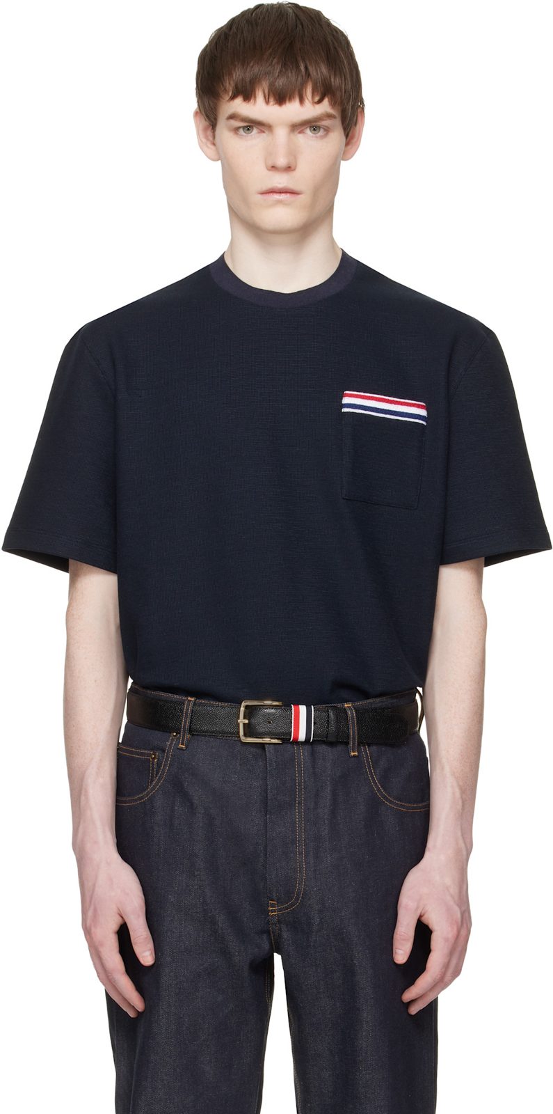 Navy Short Sleeve Pocket T-shirt 261381M213018