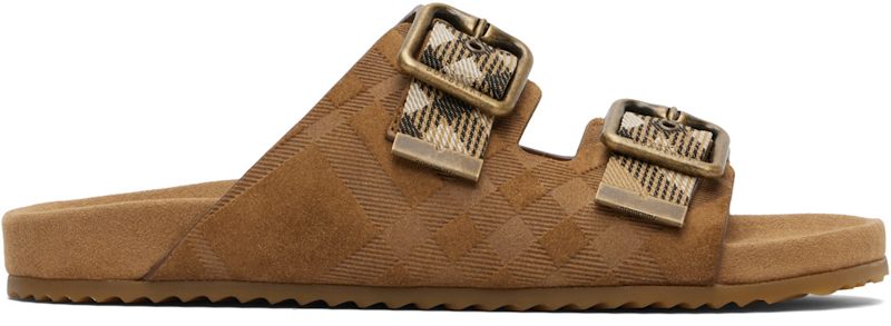 Brown Check Suede Urchin Sandals 261376F124001