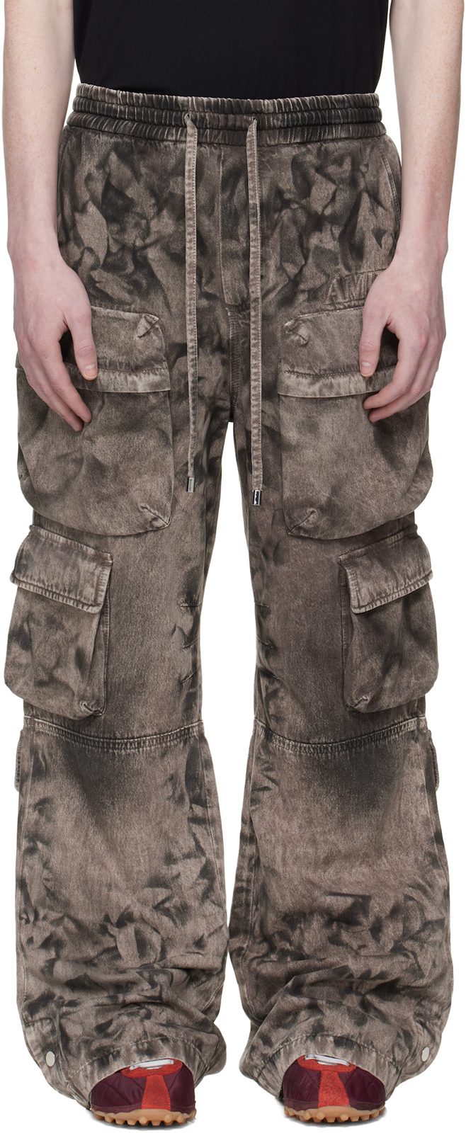 Gray Washed Cargo Jeans 261886M188000