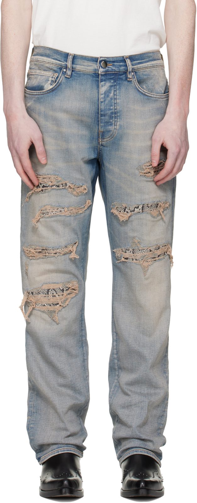 Blue Snake Stud Slim Jeans 261886M186018