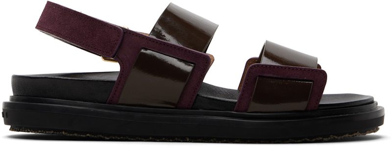 Marni Brown & Burgundy Fussbett Sandals 261379F124002