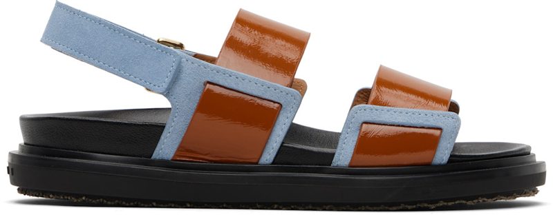 Marni Tan & Blue Fussbett Sandals 261379F124003