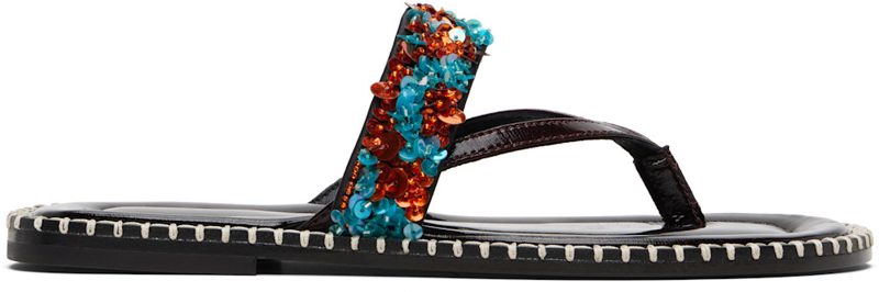 Blue & Orange Embellished Sandals 261358F124001