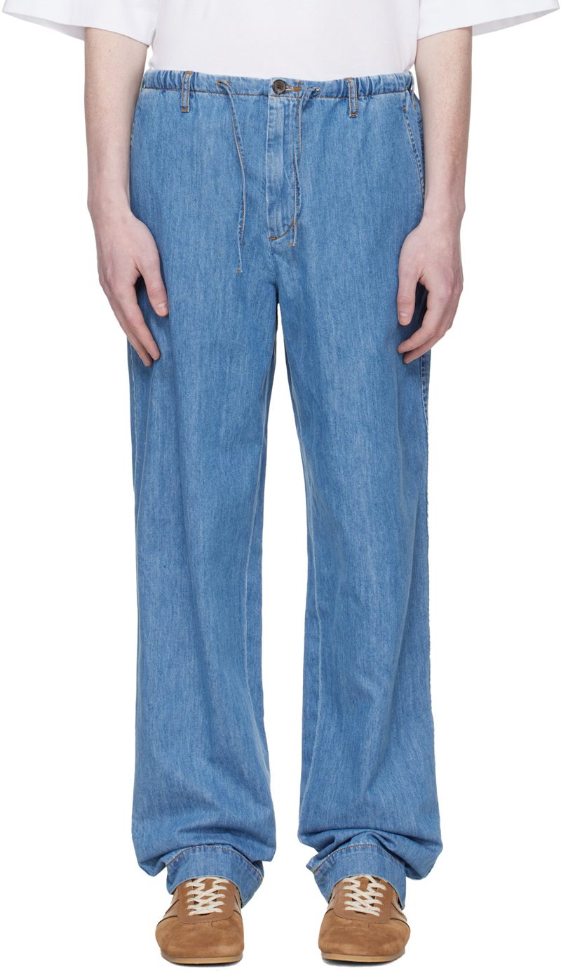 Blue Drawstring Jeans 261358M191002