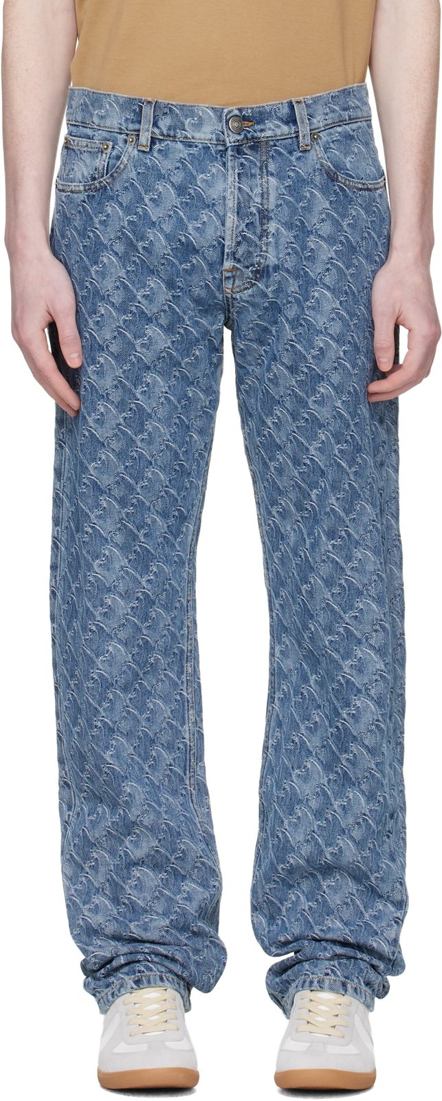 Blue Lunar Year Jacquard Jeans 261254M186000