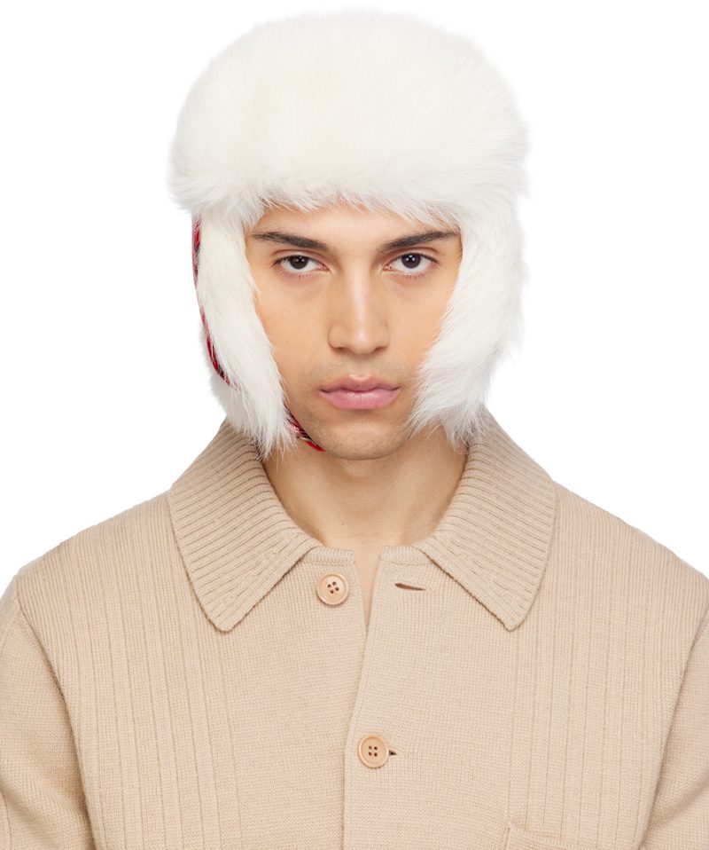 Red & [오프화이트] Check Wool Trapper Hat 261376M140000